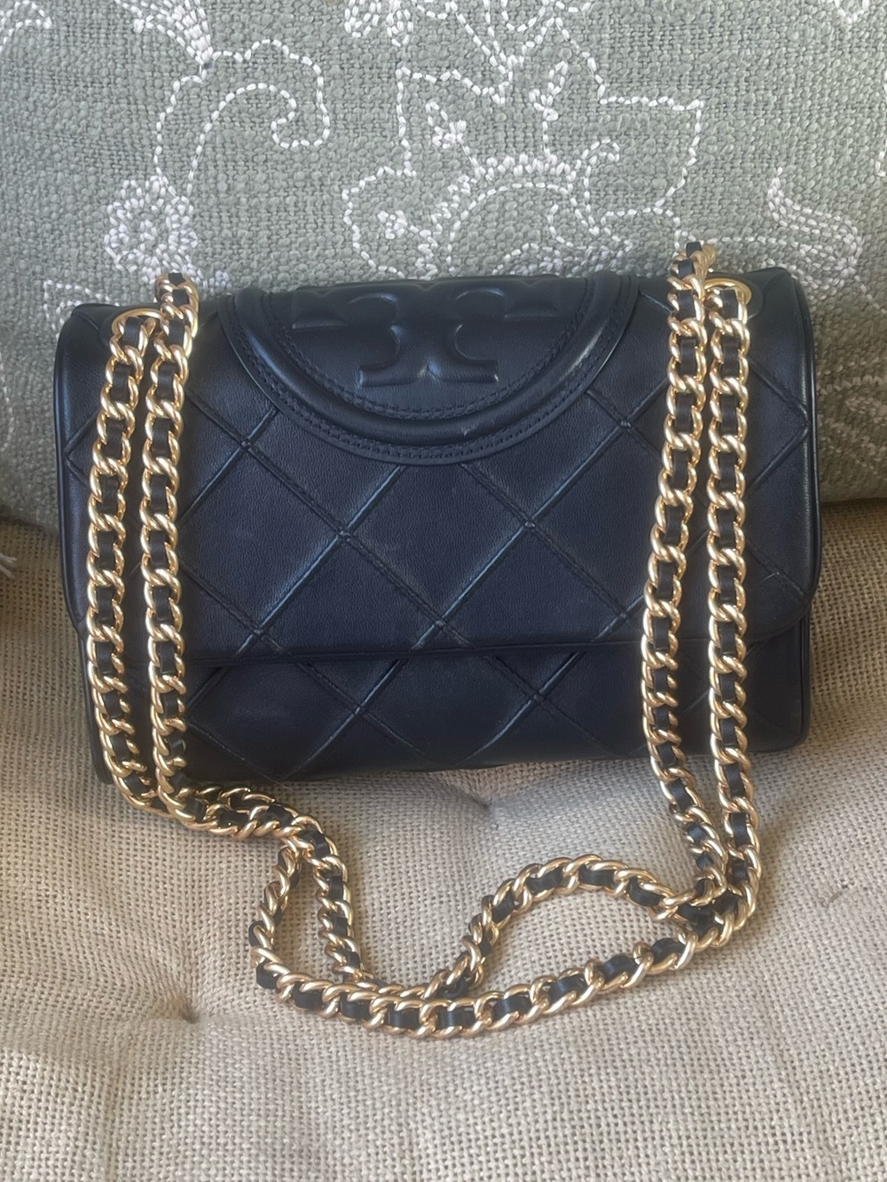 👜 Tory Burch Fleming Medium Convertible Shoulder Bag -Black Leather ⭐️